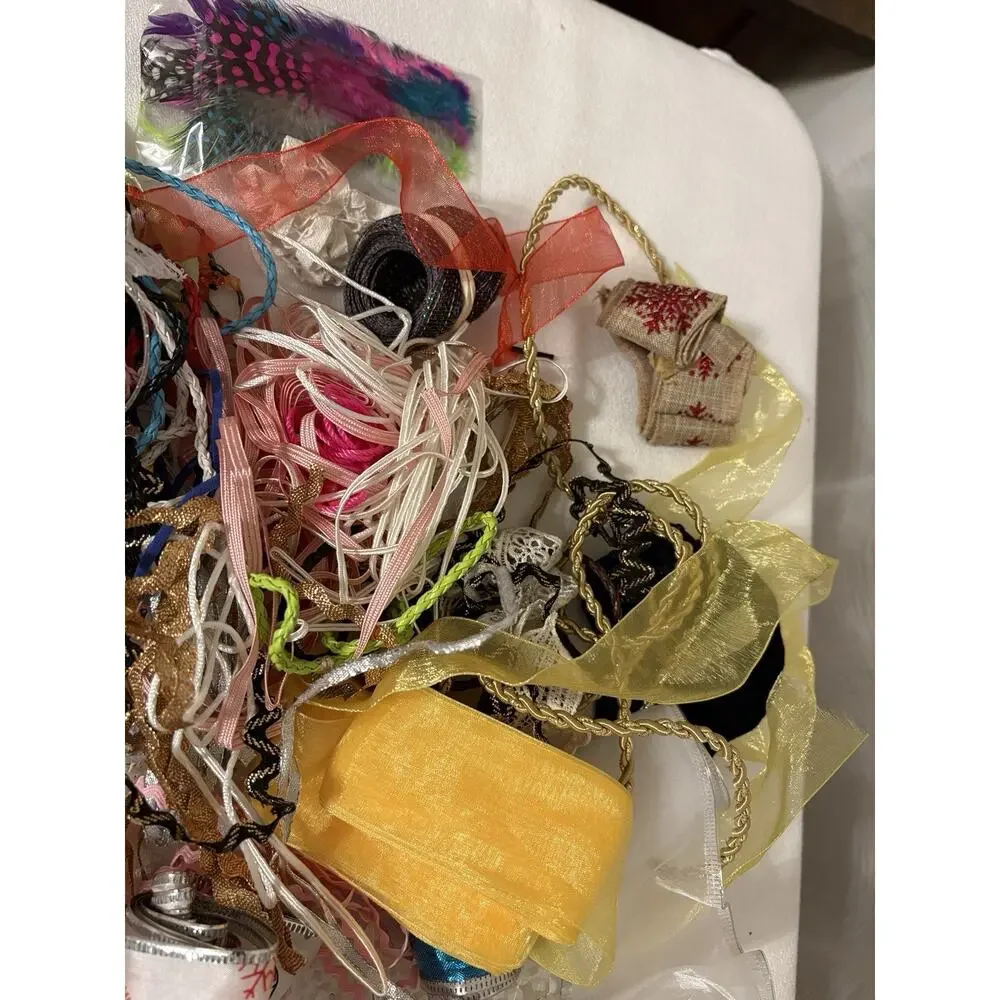 Vintage LOT Lace Trim Edging Dolls Crafts Sewing Cord Rick Rack Ribbon Assorted